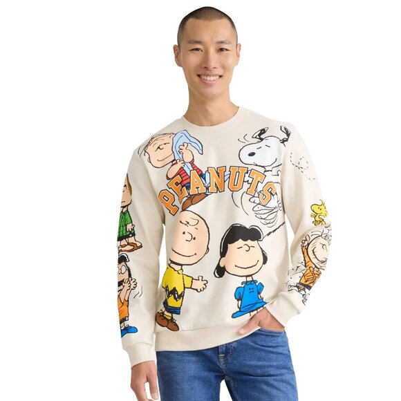 Peanuts Group Characters Mens Sweatshirt Large Snoopy Charlie Brown Lucy Linus - Picture 1 of 12